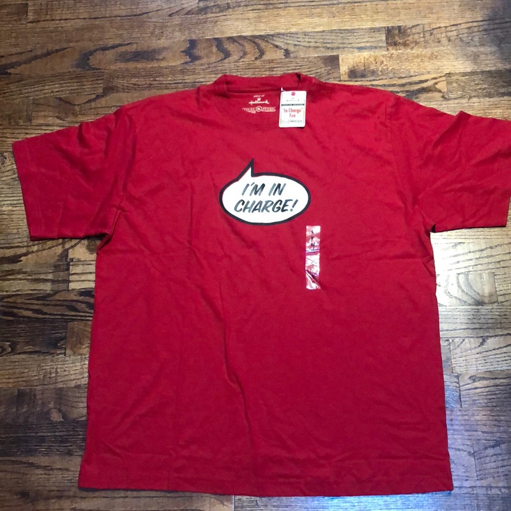 Hallmark unisex XL Red Tee “ I’m in Charge” NWT